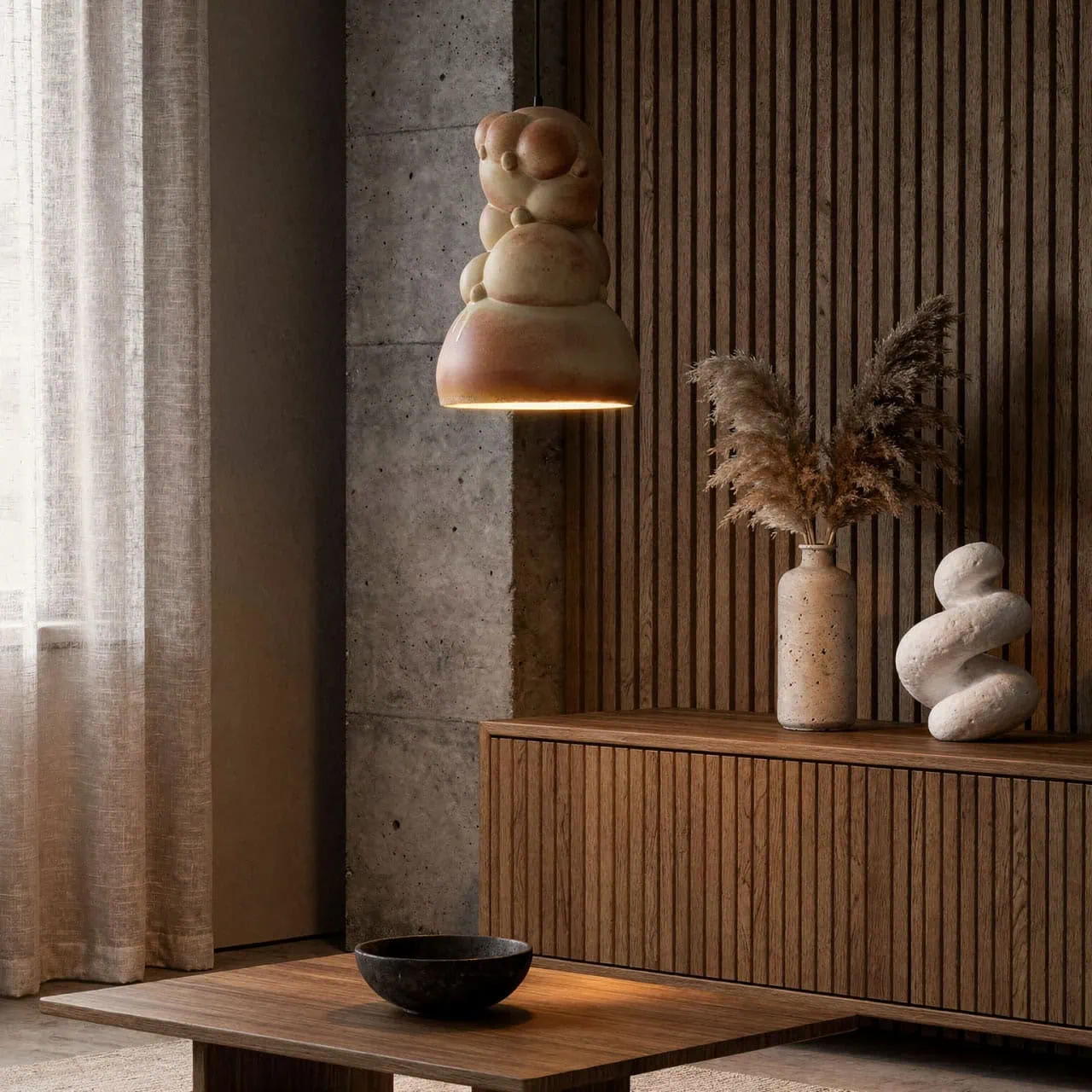 Beige pendant ceiling lamp Bubble Peak - Image 4